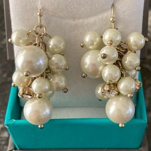 Hanging faux Pearl and rhinestone earrings